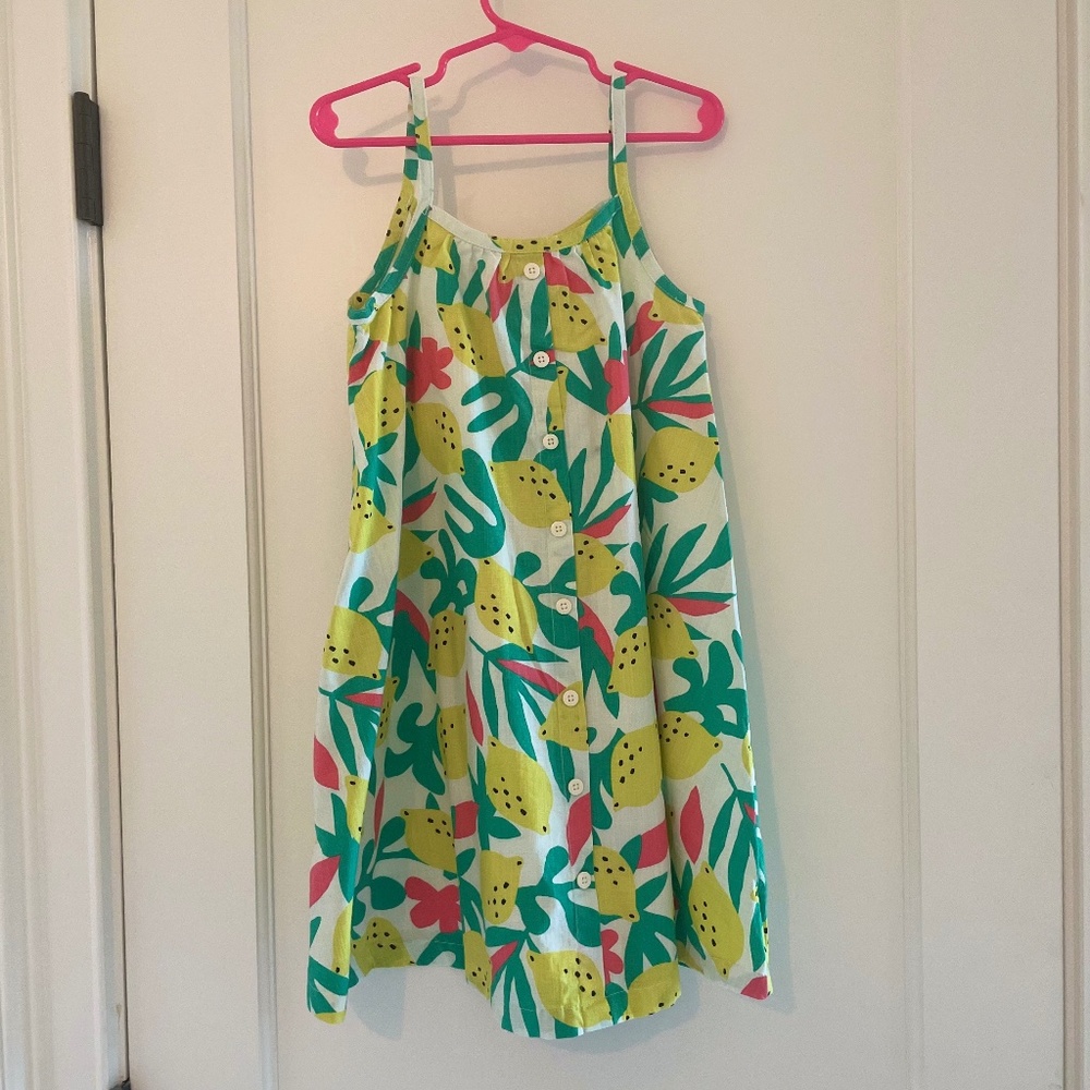 Hannah Anderson Print Woven Summer Dress- Zesty Citrus, Size 6-7